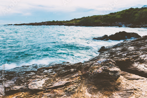 The beauty of the rocks by the sea.