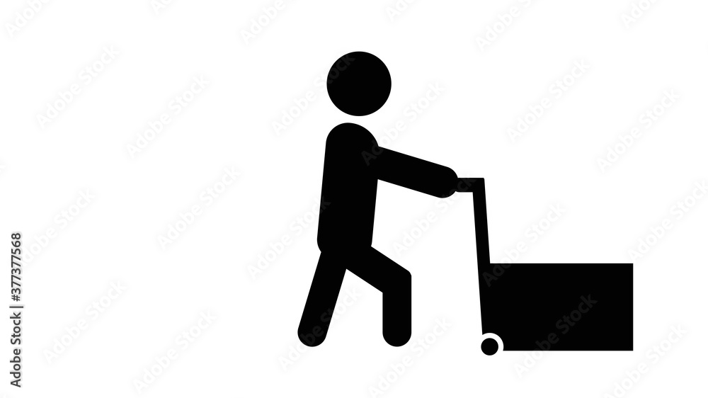 Man Pushing Shopping Cart Icon Man Pushing Shopping Cart Icon