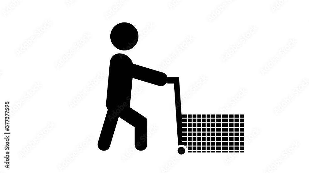 Silhouette of people out shopping with supermarket cart. Man shopping icon design. Silhouette of people out shopping with supermarket cart. Man shopping icon design.