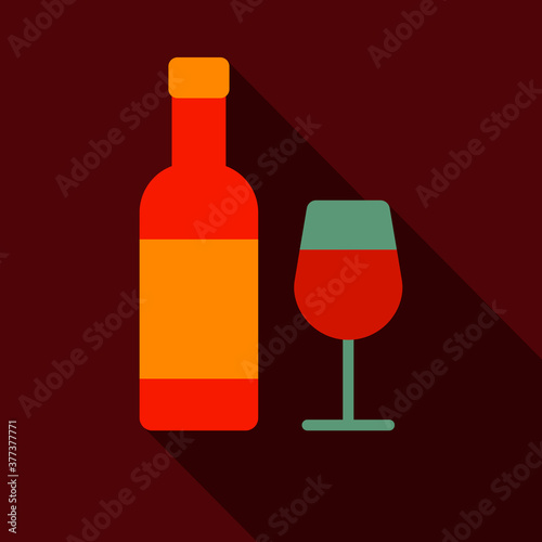 Wine bottle and glasses vector icon