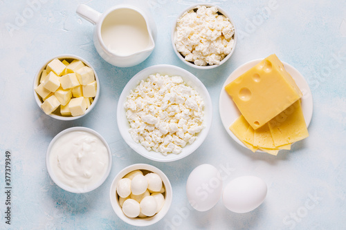 Different types of dairy products.