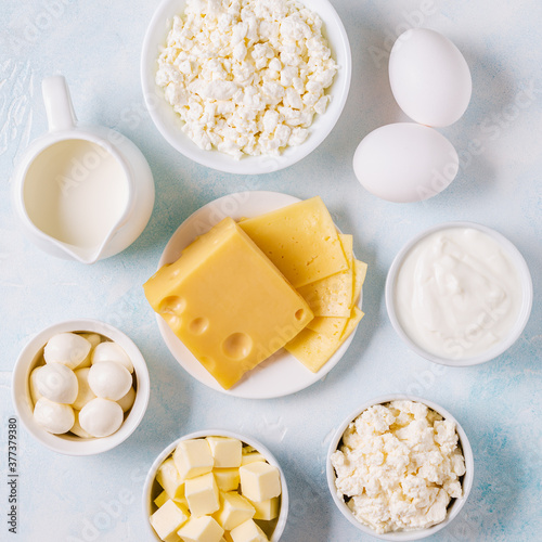 Different types of dairy products.