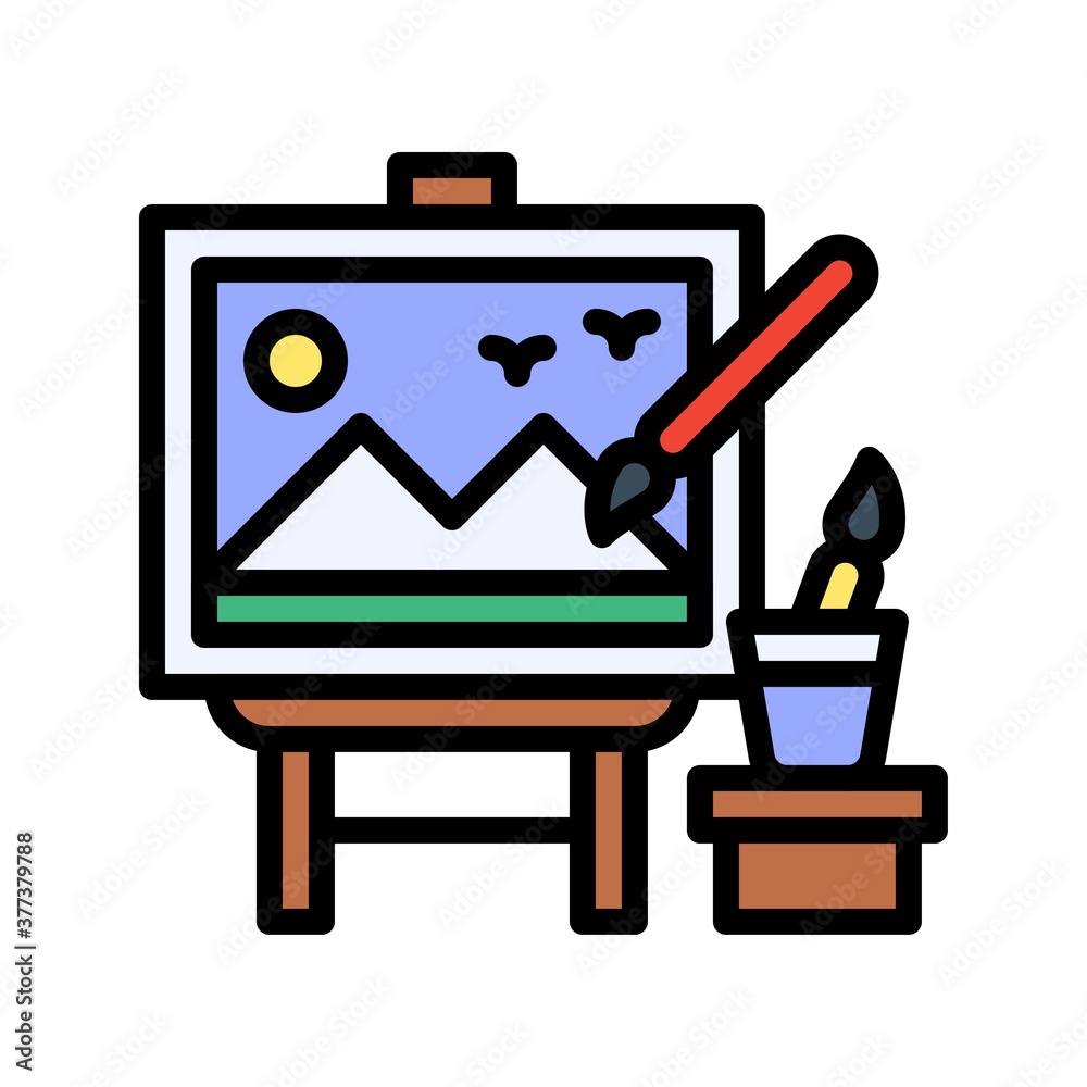 free time related drawing board with stand and colours vector with editable stroke free time related drawing board with stand and colours vector with editable stroke