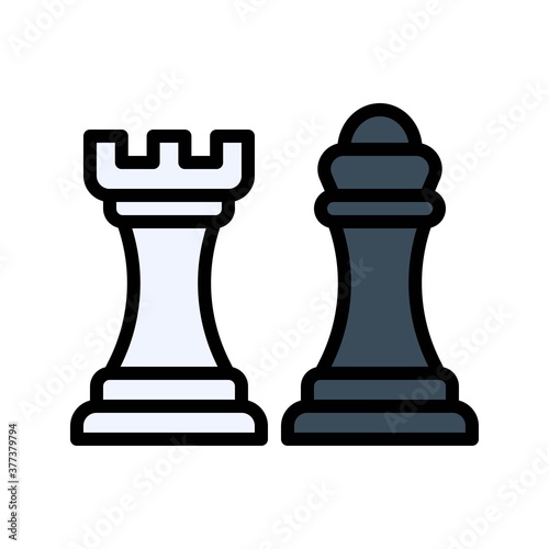 free time related chess king and pon for game vector with editable stroke