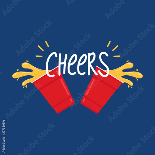 Red beer cup. Cup vector. symbol. free space for text. beer pong poster.