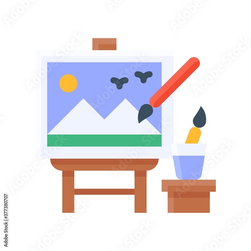 free time related drawing board with stand and colours vector in flat style,