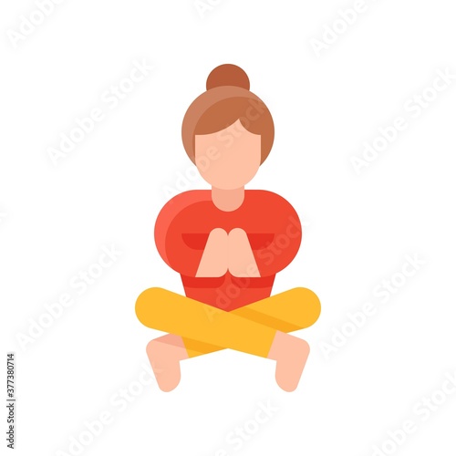 free time related girl or character with yoga exercise vector in flat style,