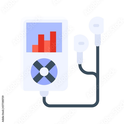 free time related mp3 music device with earphones and buttons vector in flat style,