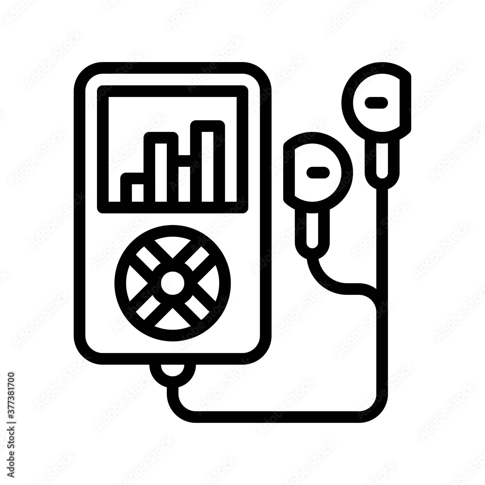 free time related mp3 music device with earphones and buttons vector in lineal style,