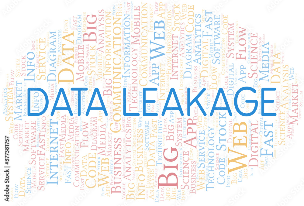 Fototapeta premium Data Leakage vector word cloud, made with text only.