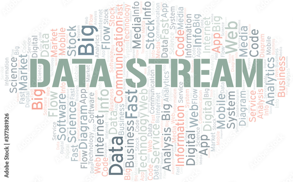 Data Stream vector word cloud, made with text only.