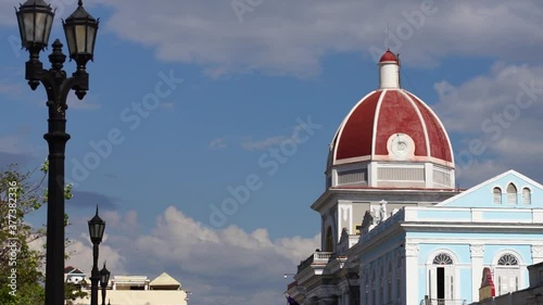 Cienfuegos Jose Marti central park with palms and historical buildings, Cienfuegos Province, Cuba, 2020 photo