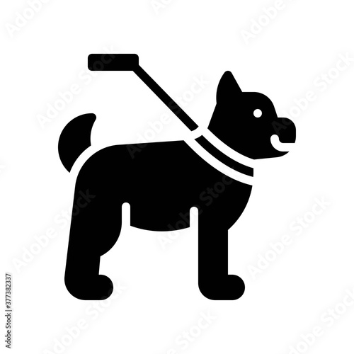 free time related dog with belt and rope vector in solid design,