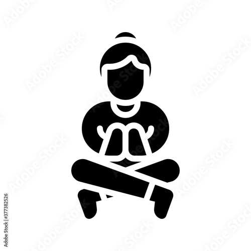 free time related girl or character with yoga exercise vector in solid design,