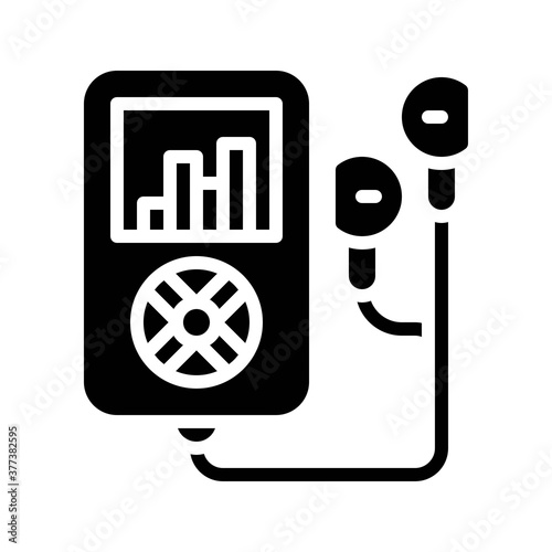 free time related mp3 music device with earphones and buttons vector in solid design,
