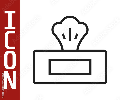 Black line Wet wipe pack icon isolated on white background. Vector.