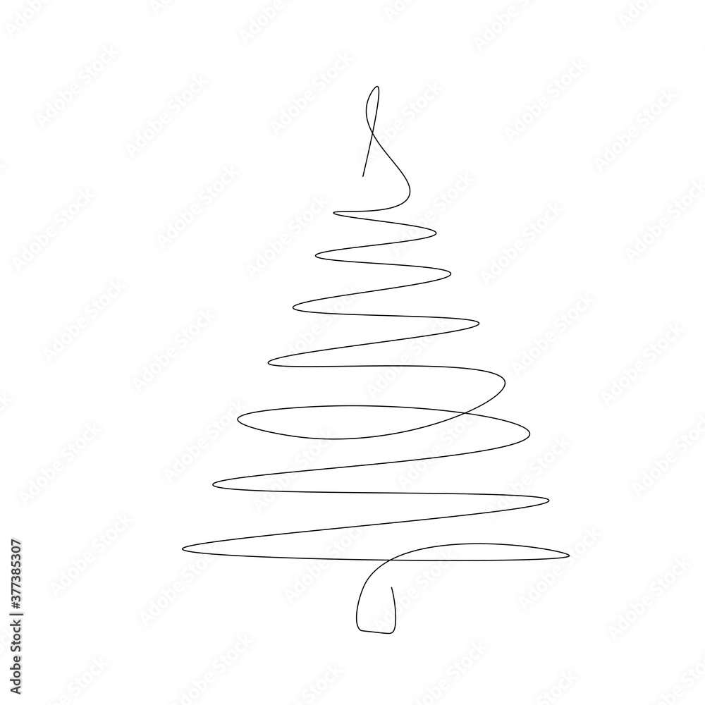 Christmas tree line drawing, vector illustration Christmas tree line drawing, vector illustration