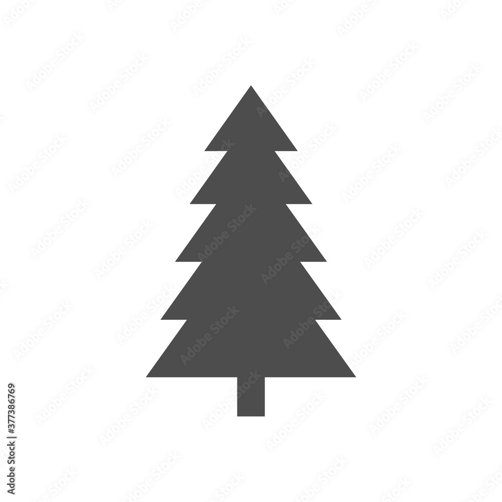 Christmas tree black icon. Tree silhouette vector illustration isolated on white. New Year outline element.