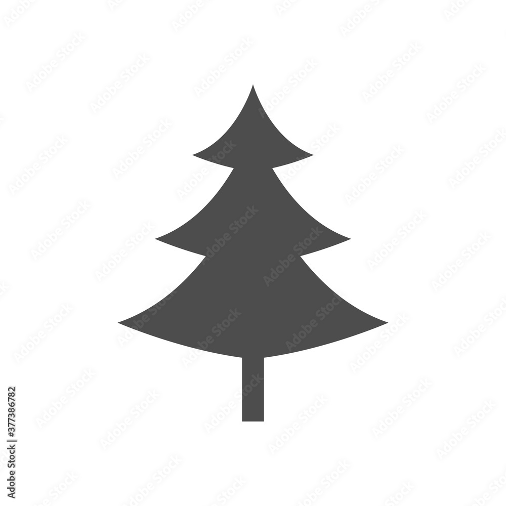 Christmas tree black icon. Tree silhouette vector illustration isolated on white. New Year outline element. Christmas tree black icon. Tree silhouette vector illustration isolated on white. New Year outline element.