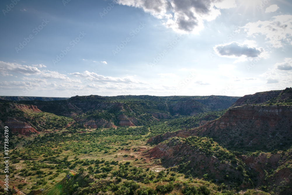 Wide angle shot of Palo Duro Canyon in West Texas near Amarillo.
