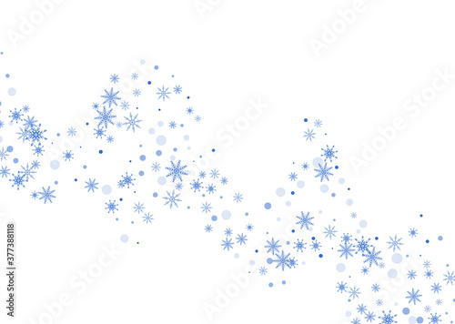 Snowflakes. Snow, snowfall. Falling scattered white snowflakes on a gradient background. Vector