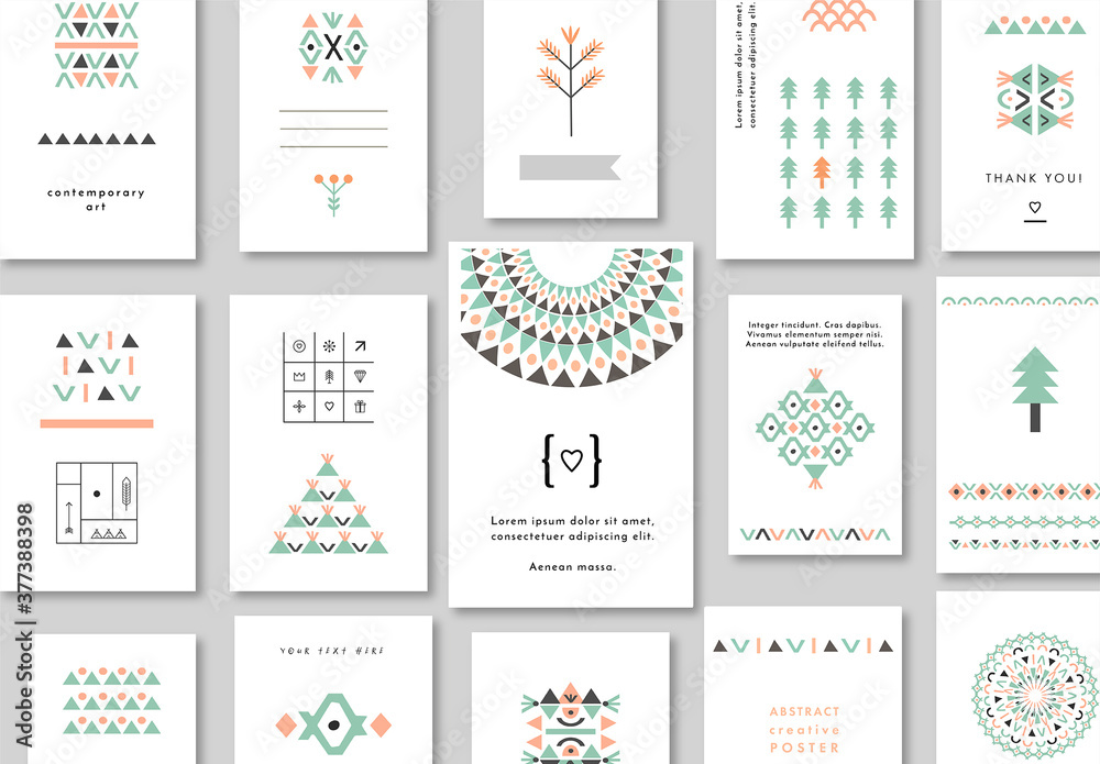 Set of Posters with Geometric Backgrounds Stock Template | Adobe Stock