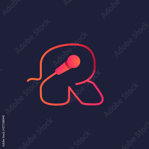 R letter logo made of mike cable.