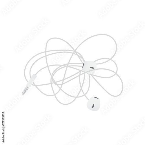 Tangled Earphones, Entangled Earphones, Headphones Vector Illustration Background
