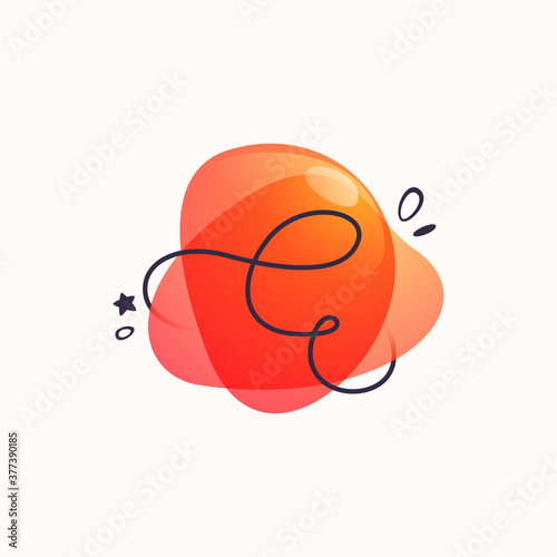 E letter logo on colorful fluid watercolor abstract shape background.