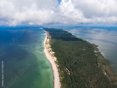 Billede på lærred Beautiful aerial drone wide view of Curonian spit, Kurshskaya Kosa National Park