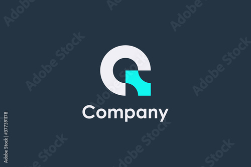 Abstract Circular Initial Letter Q Logo. White and Blue Linear Style isolated on Dark Blue Background. Usable for Business and Technology Logos. Flat Vector Logo Design Template Element.