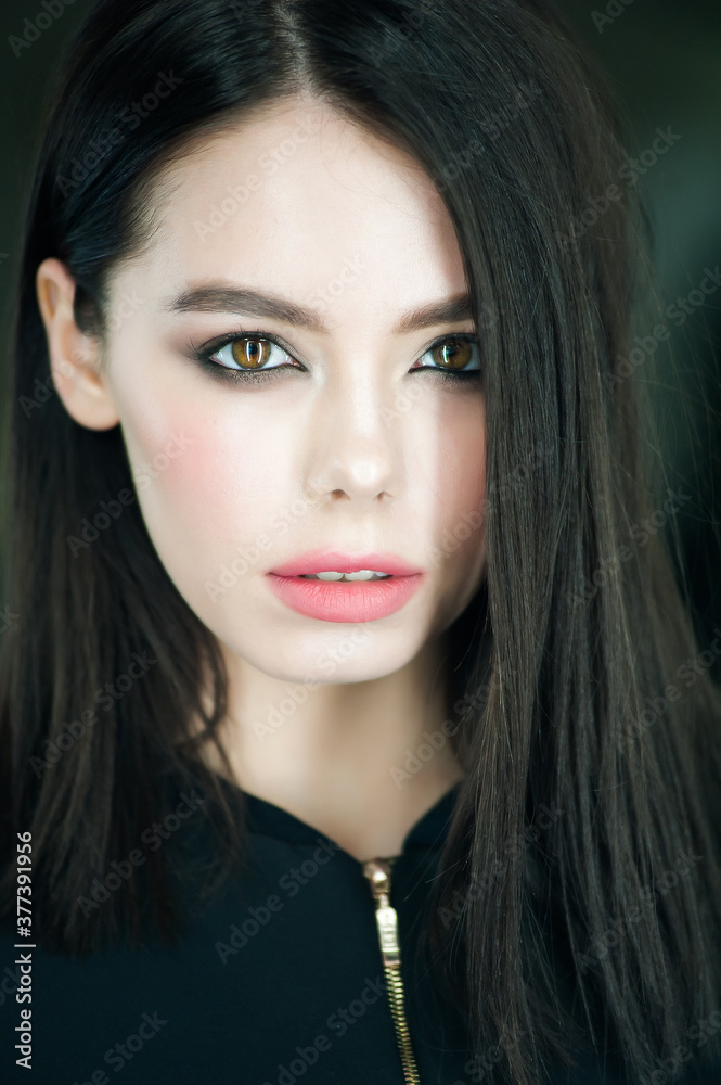 Beautiful fashion woman portrait with perfect dark hair Beautiful fashion woman portrait with perfect dark hair