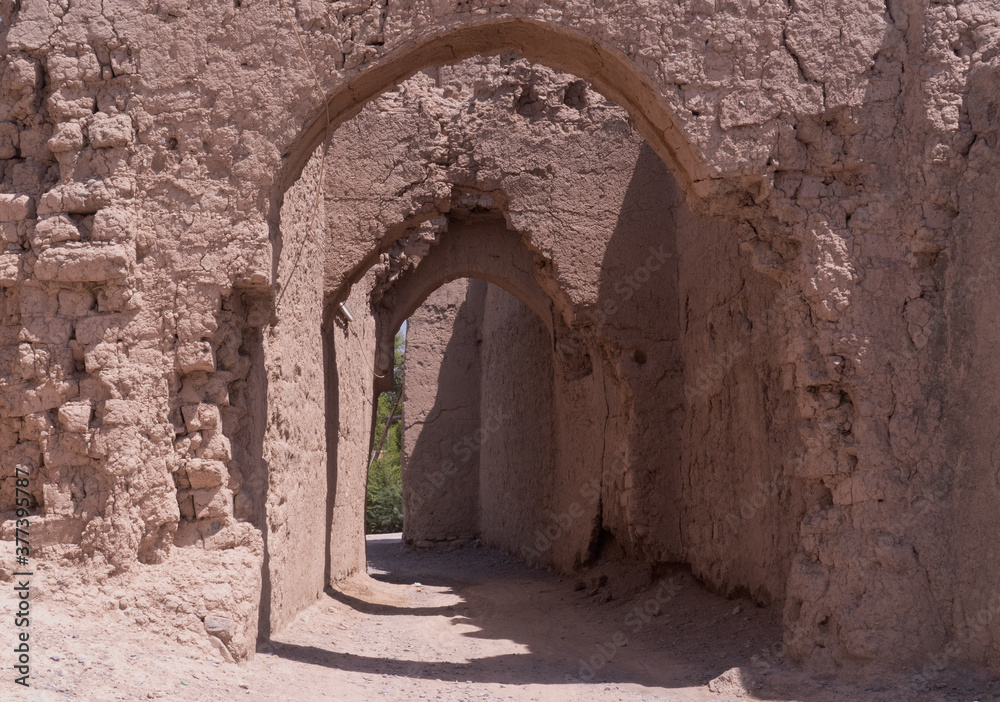 Entrance to the old neighborhood in the state of Al-Hamra in the Sultanate of Oman