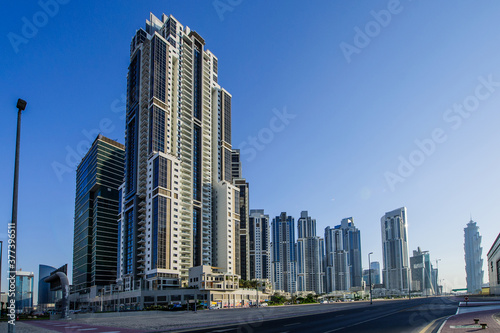 DUBAI -MAY 11:Down town - group of buildings in Dubai down town, part of Business crossing project . 11 May 2017 , Dubai, UAE.