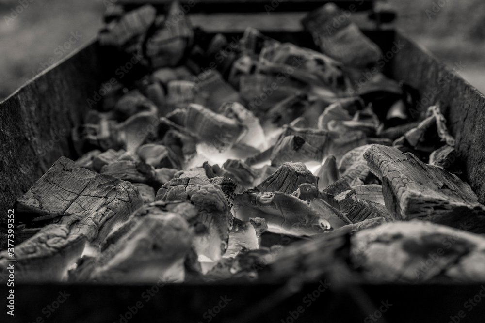 Burning coal in the grill
Burning coal in the grill