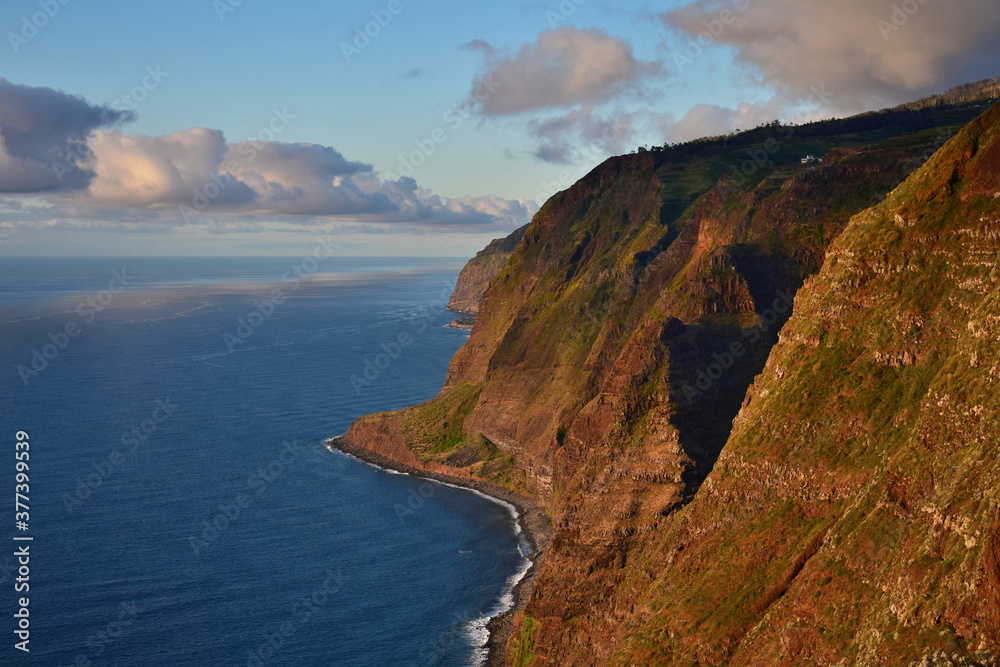 The cliffs near Ponta do Pargo, the most western point of Madeira, Portugal.