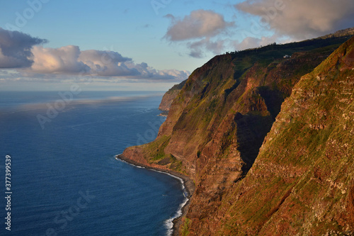The cliffs near Ponta do Pargo, the most western point of Madeira, Portugal.