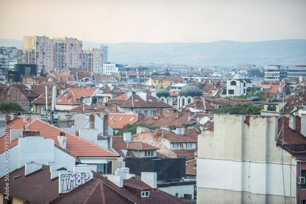 Panoramic view of Sofia's soviet era residential blocked houses district