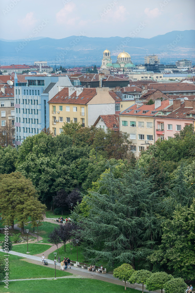 Fototapeta premium A view over Sofia with Alexander Nevski Cathedral visible in the rear 