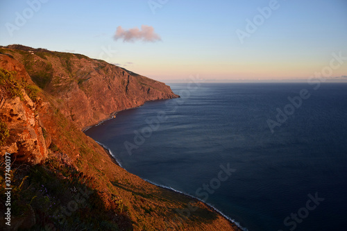 The cliffs near Ponta do Pargo, the most western point of Madeira, Portugal.