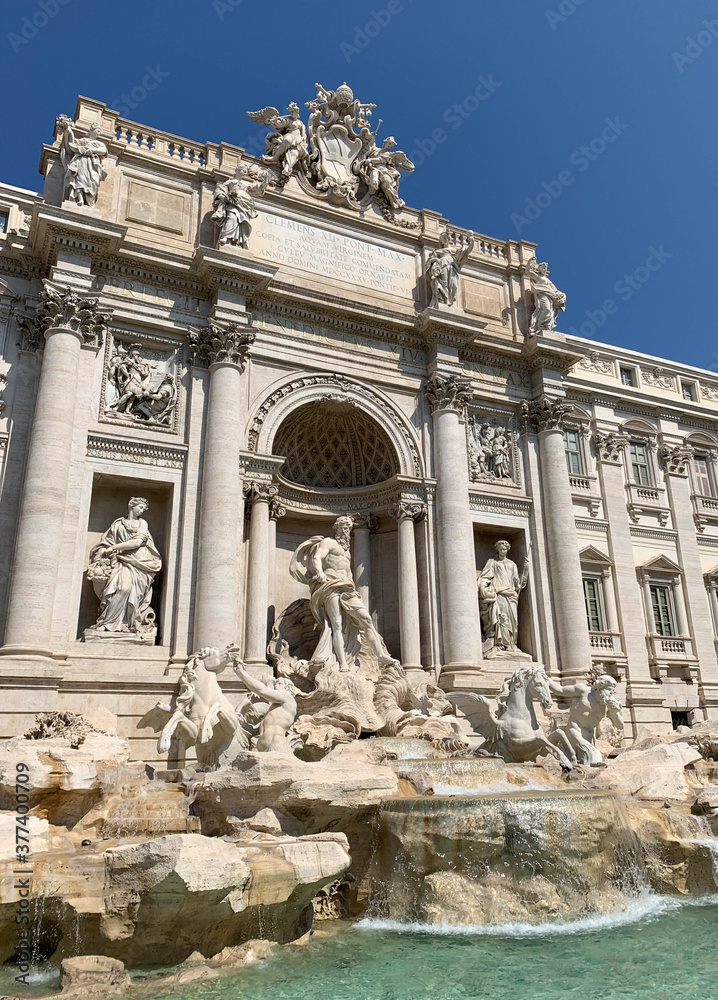 Fontana di Trevi - The Trevi Fountain  at the junction of three roads, designed by Italian architect Nicola Salvi and completed by Giuseppe Pannini