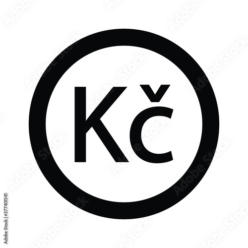 Czech Koruna coin monochrome black and white icon. Current currency symbol