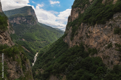 Cherek Gorge in Kabardino-Balkaria in the North Caucasus. River Cherek. Russia