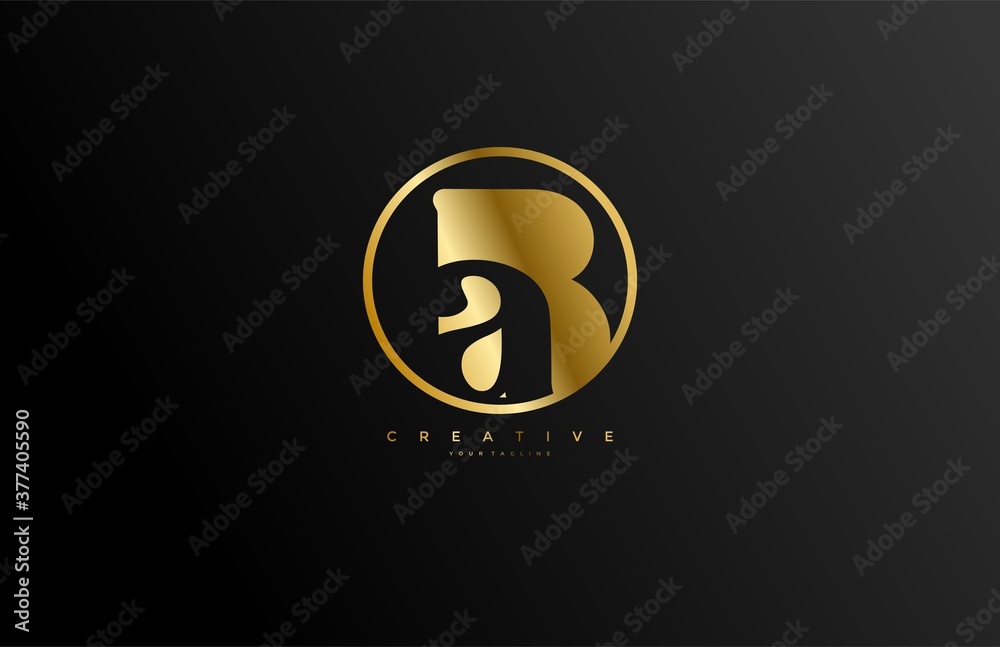 Obraz premium A inside B Logo simple initial circle shape golden color design