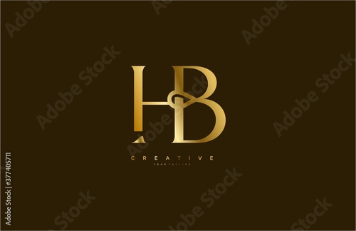 Simple letter HB monogram stylish type gold design logo