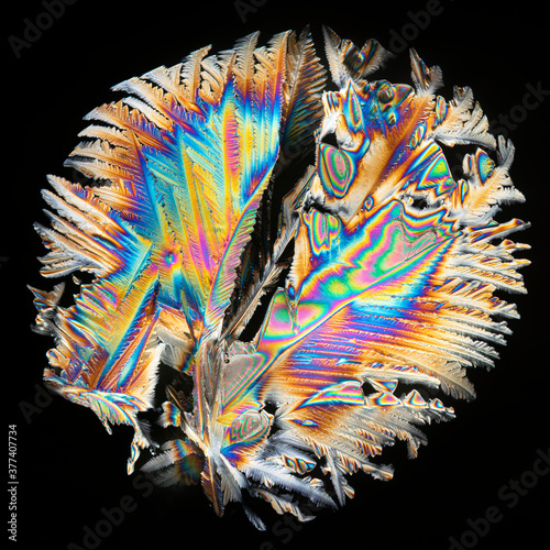 Crystalized citric acid under polarized light