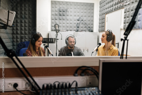 Group of people conducting an interview photo