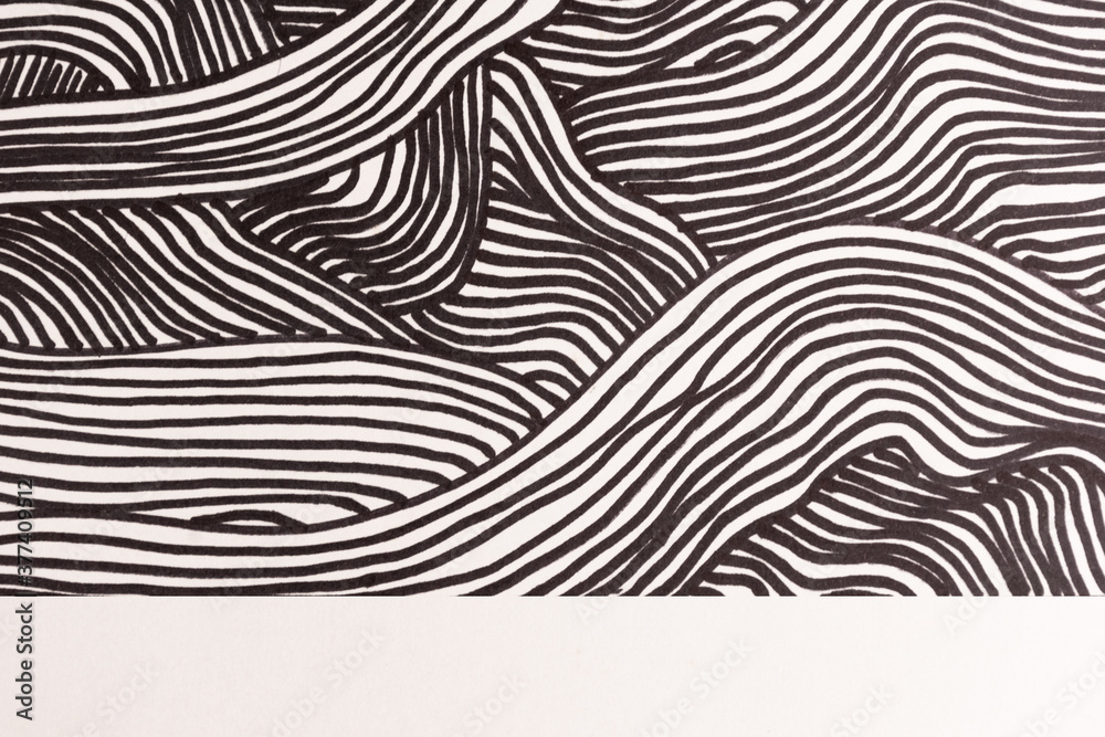 Background of black and white curved stripes in various combinations