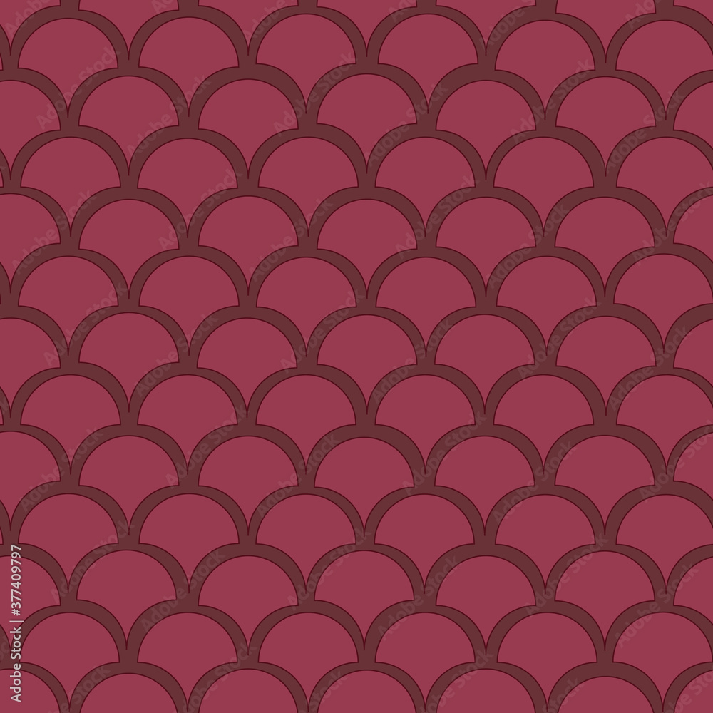 Vector red kalamkari inspired fishscale seamless pattern background Vector red kalamkari inspired fishscale seamless pattern background