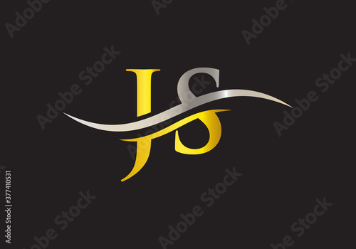 JS Letter Linked Logo for business and company identity. Creative Letter JS Logo Vector Template.